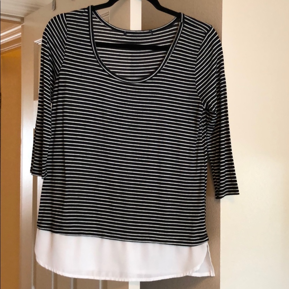 3/4 black and white shirt